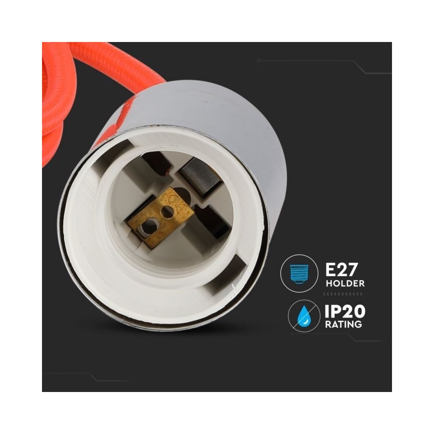 Cable de alimentación 1xE27/60W/230V naranja/cromo brillante