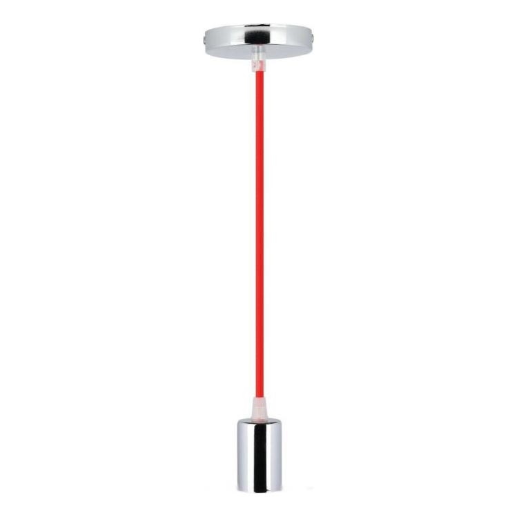 Cable de alimentación 1xE27/60W/230V rojo/cromo brillante
