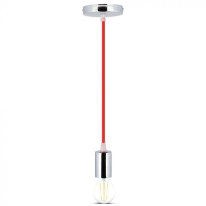 Cable de alimentación 1xE27/60W/230V rojo/cromo brillante