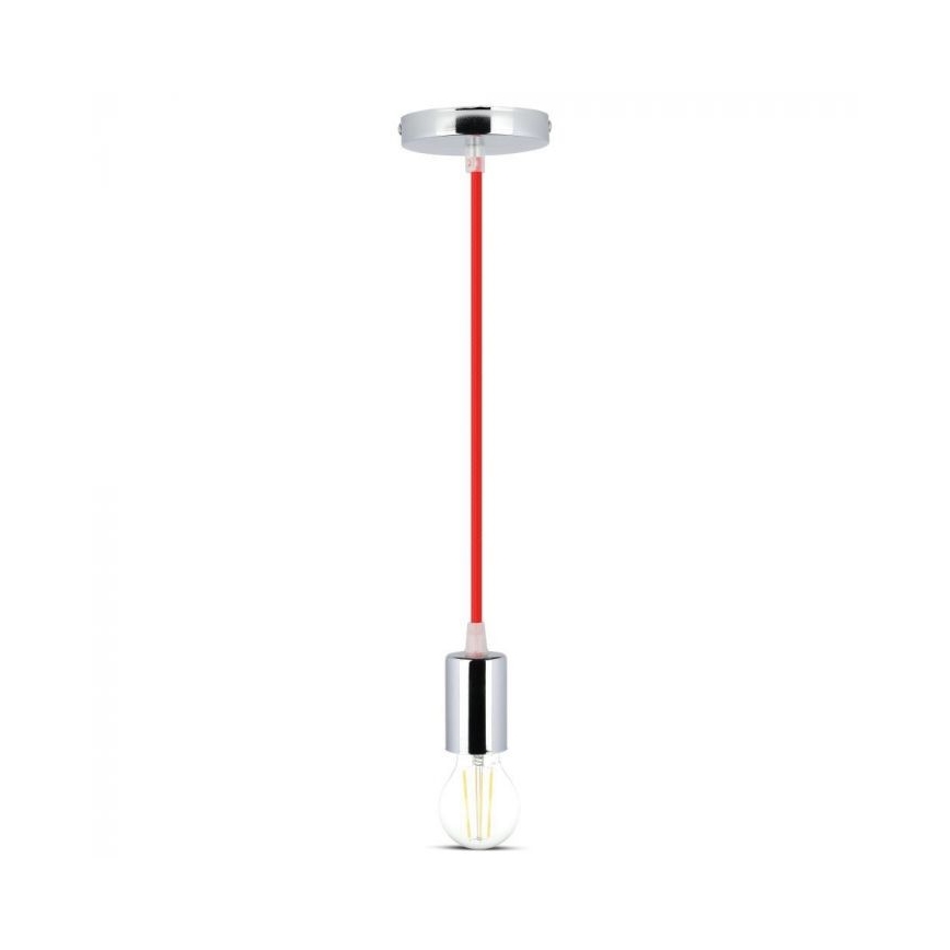Cable de alimentación 1xE27/60W/230V rojo/cromo brillante