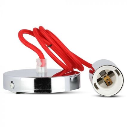 Cable de alimentación 1xE27/60W/230V rojo/cromo brillante