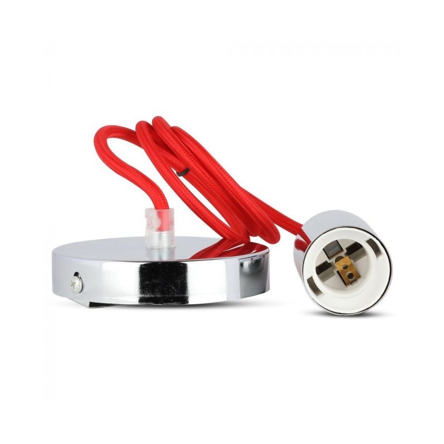 Cable de alimentación 1xE27/60W/230V rojo/cromo brillante