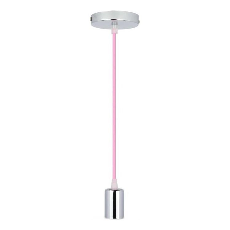 Cable de alimentación 1xE27/60W/230V rosa clara/cromo brillante