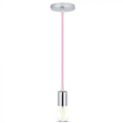 Cable de alimentación 1xE27/60W/230V rosa clara/cromo brillante
