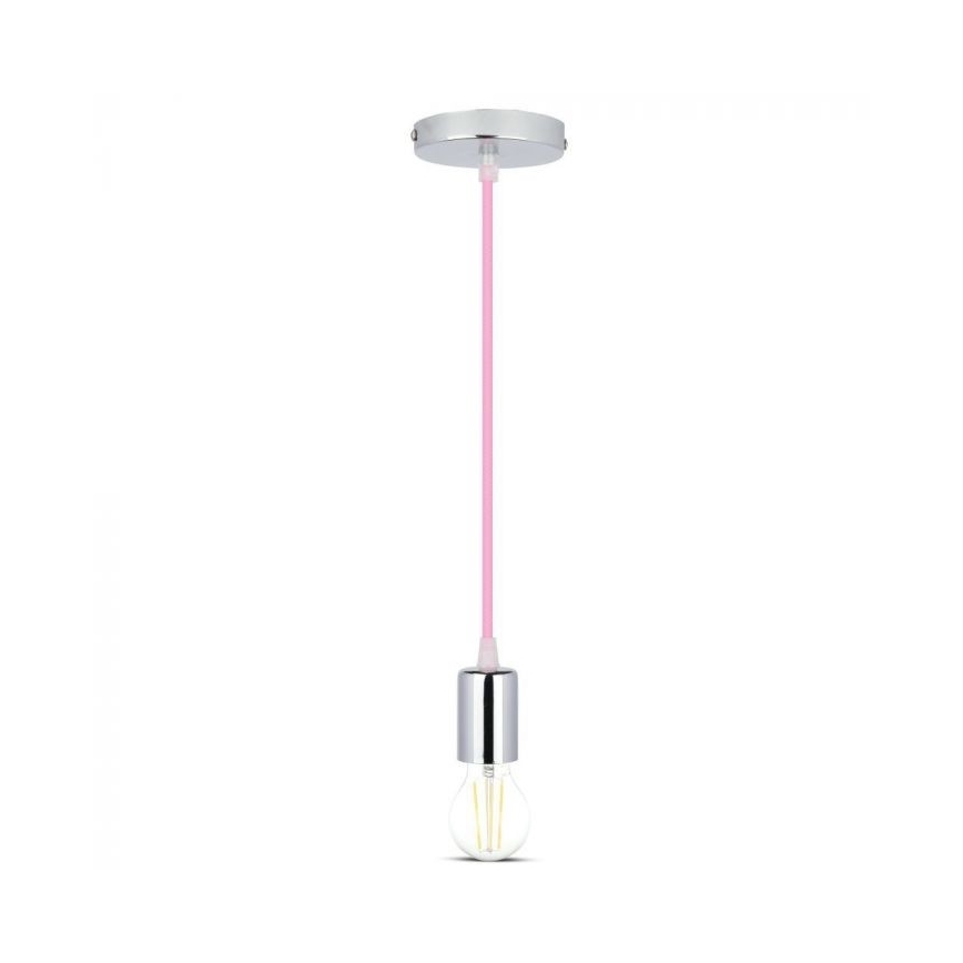 Cable de alimentación 1xE27/60W/230V rosa clara/cromo brillante