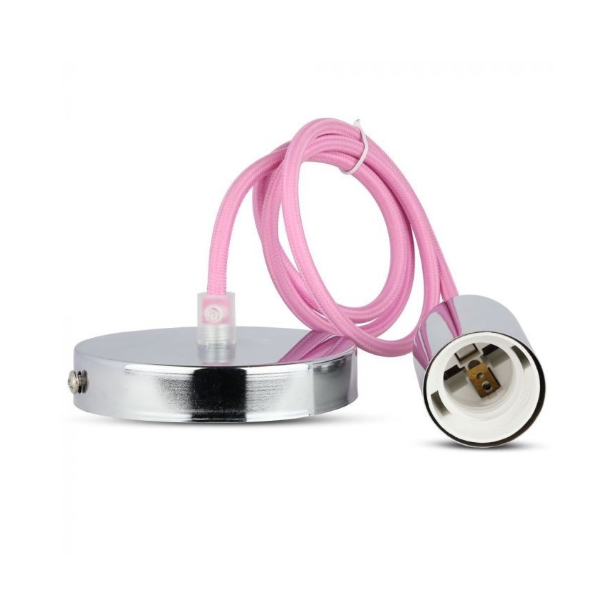 Cable de alimentación 1xE27/60W/230V rosa clara/cromo brillante
