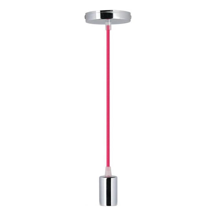 Cable de alimentación 1xE27/60W/230V rosa oscuro/cromo brillante
