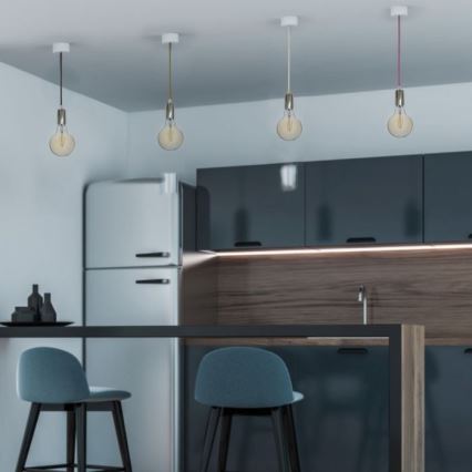 Cable de alimentación 1xE27/60W/230V rosa oscuro/cromo brillante