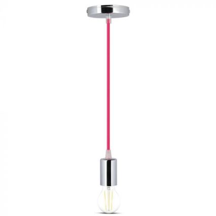 Cable de alimentación 1xE27/60W/230V rosa oscuro/cromo brillante