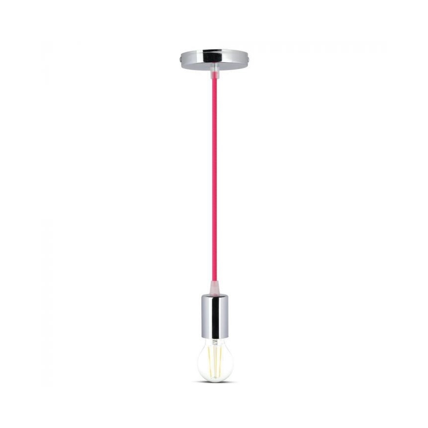 Cable de alimentación 1xE27/60W/230V rosa oscuro/cromo brillante