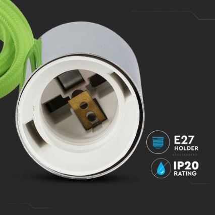 Cable de alimentación 1xE27/60W/230V verde/cromo brillante