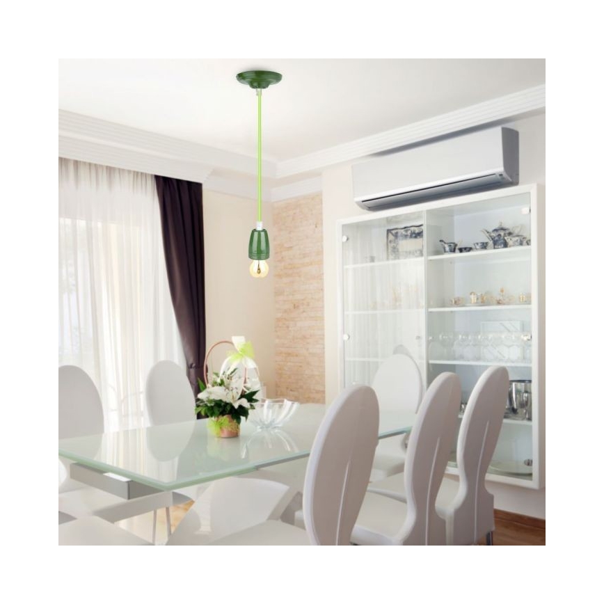 Cable de alimentación 1xE27/60W/230V verde/porcelana