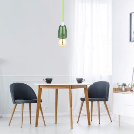 Cable de alimentación 1xE27/60W/230V verde/porcelana