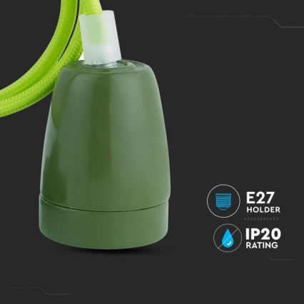 Cable de alimentación 1xE27/60W/230V verde/porcelana