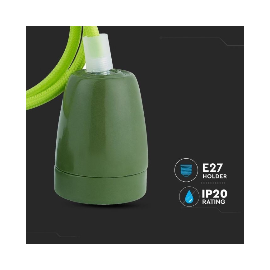 Cable de alimentación 1xE27/60W/230V verde/porcelana