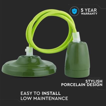 Cable de alimentación 1xE27/60W/230V verde/porcelana