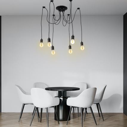Cable de alimentación 6xE27/60W/230V araña negro