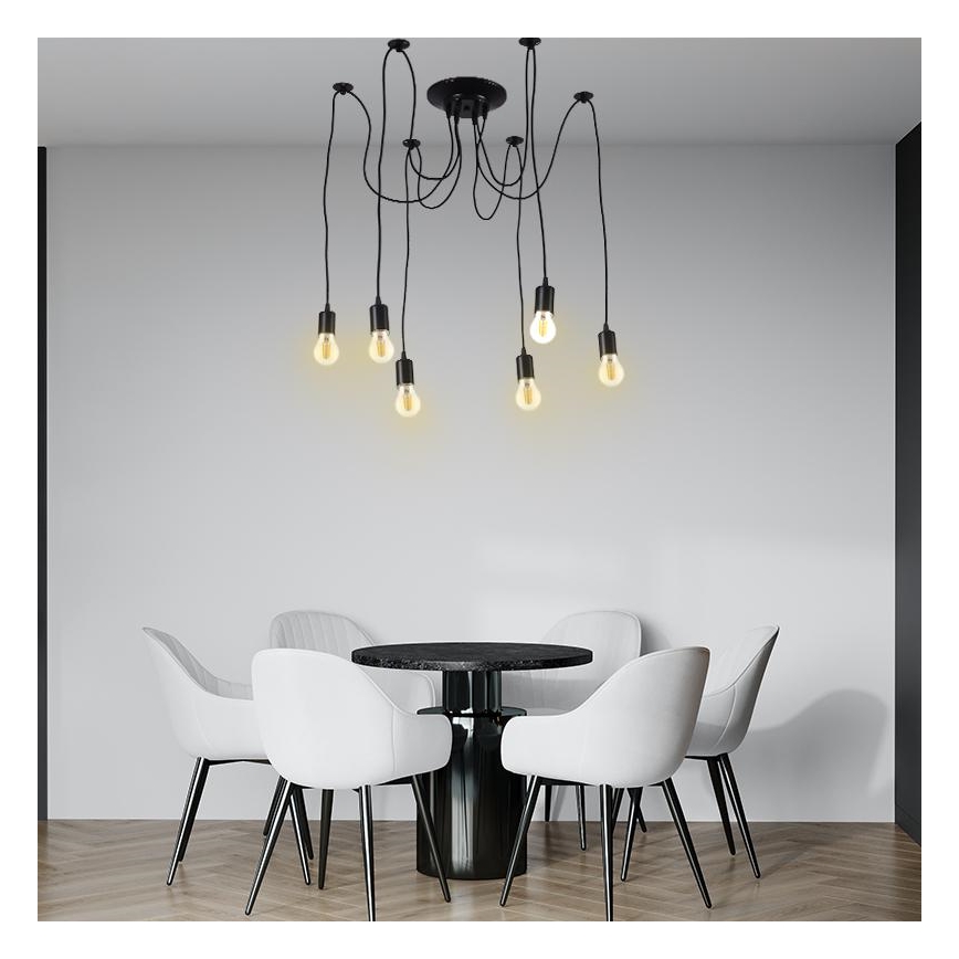 Cable de alimentación 6xE27/60W/230V araña negro
