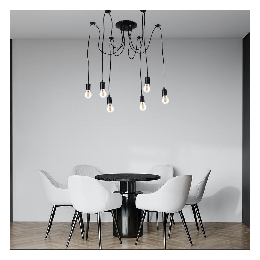 Cable de alimentación 6xE27/60W/230V araña negro