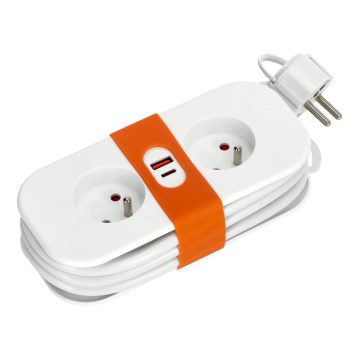 Cable de extensión 2Z + 2xUSB 1,4 m blanco