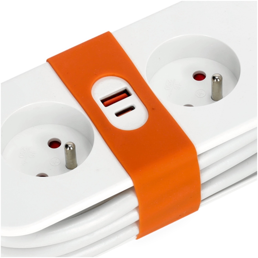 Cable de extensión 2Z + 2xUSB 1,4 m blanco