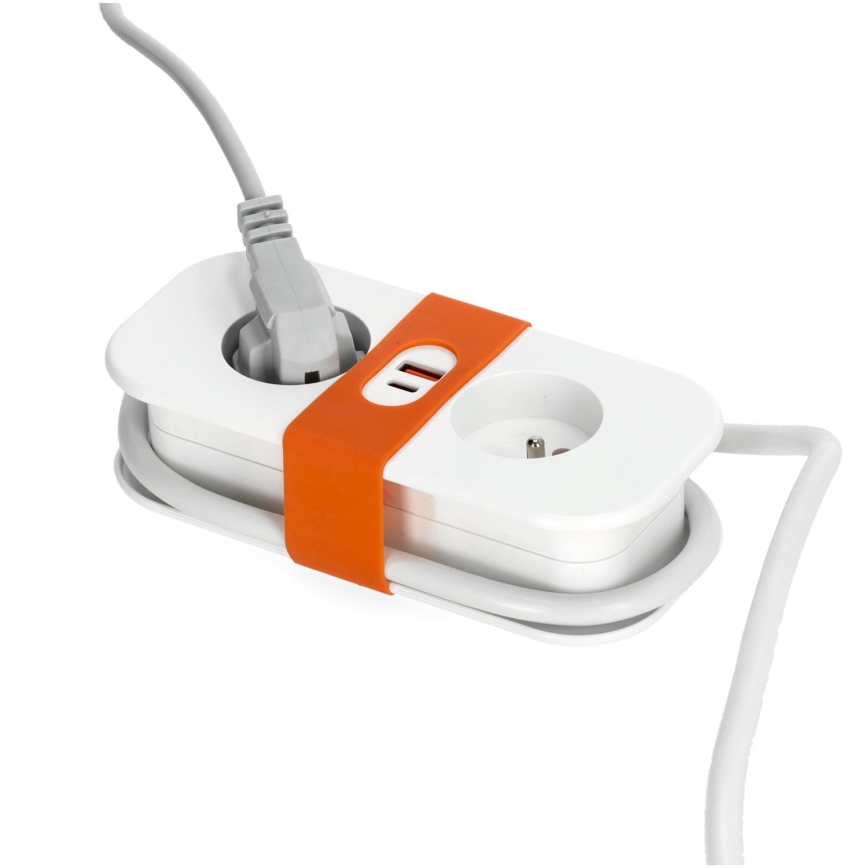 Cable de extensión 2Z + 2xUSB 1,4 m blanco