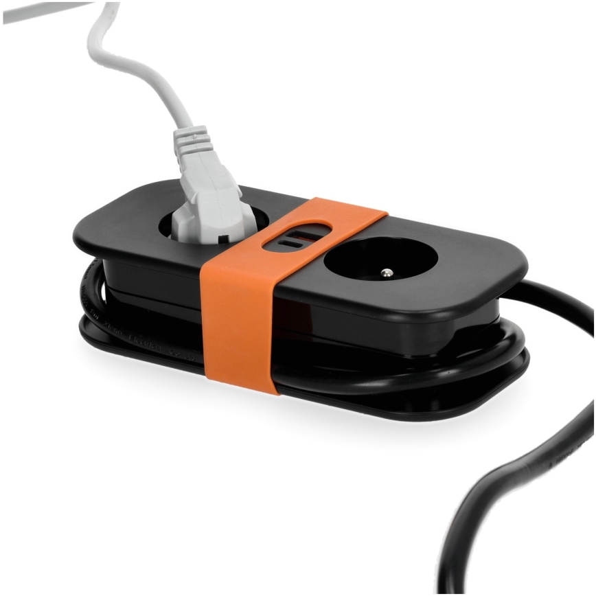 Cable de extensión 2Z + 2xUSB 1,4 m negro