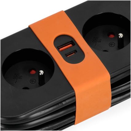 Cable de extensión 2Z + 2xUSB 1,4 m negro
