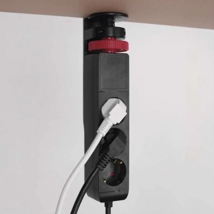 Cable de extensión con sujeción a la mesa 3Z + 3xUSB 1,5m negro