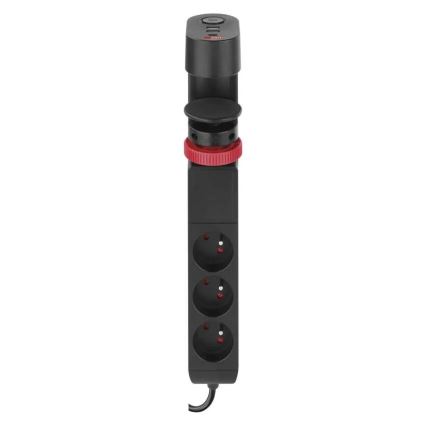 Cable de extensión con sujeción a la mesa 3Z + 3xUSB 1,5m negro