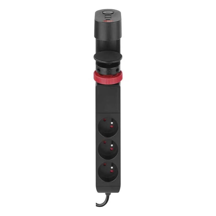 Cable de extensión con sujeción a la mesa 3Z + 3xUSB 1,5m negro