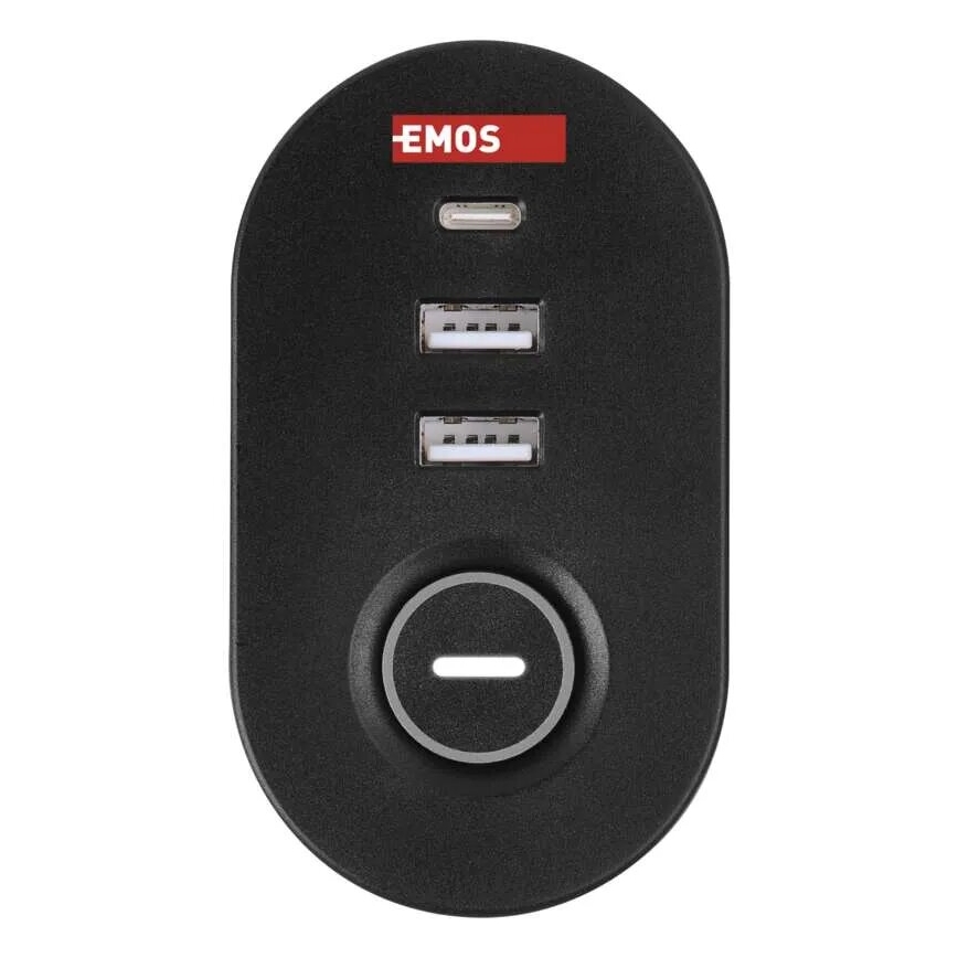 Cable de extensión con sujeción a la mesa 3Z + 3xUSB 1,5m negro