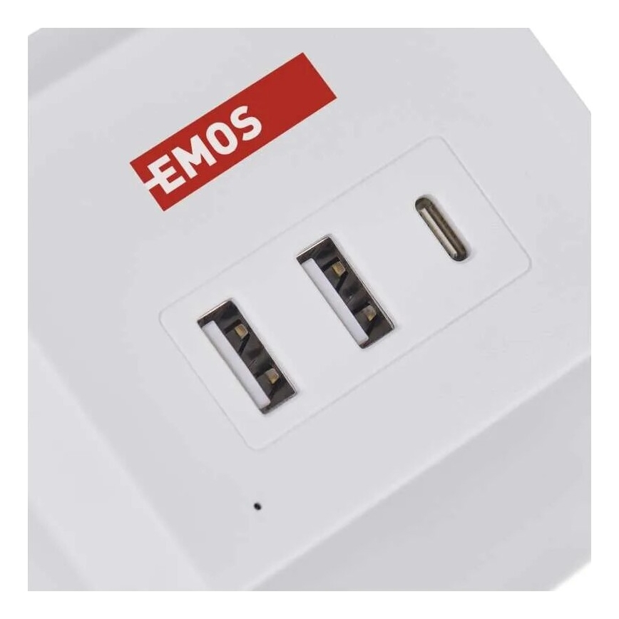 Cable de extensión cubo con carga inalámbrica QI 2Z +2xUSB-A+1xUSB-C 2m blanco