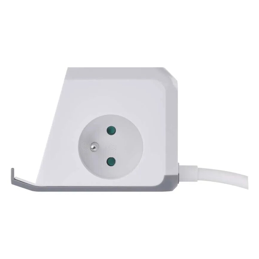 Cable de extensión cubo con carga inalámbrica QI 2Z +2xUSB-A+1xUSB-C 2m blanco