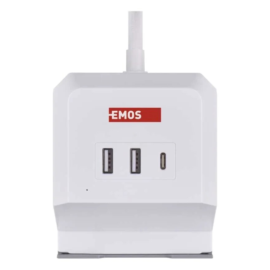 Cable de extensión cubo con carga inalámbrica QI 2Z +2xUSB-A+1xUSB-C 2m blanco
