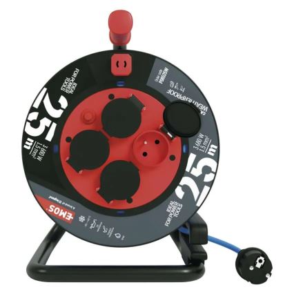 Cable de extensión en tambor con 4 enchufes 25m silicona IP44