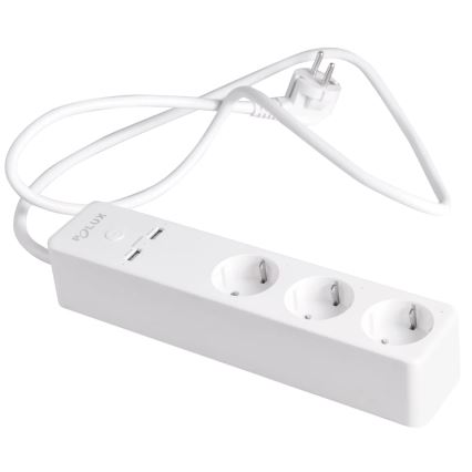 Cable de extensión SMART con interruptor 1,5m + 2xUSB/Wi-Fi Tuya SCHUKO