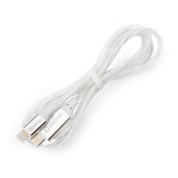 Cable USB USB-C / Lightning Conector con LED retroiluminación 27W 1m blanco