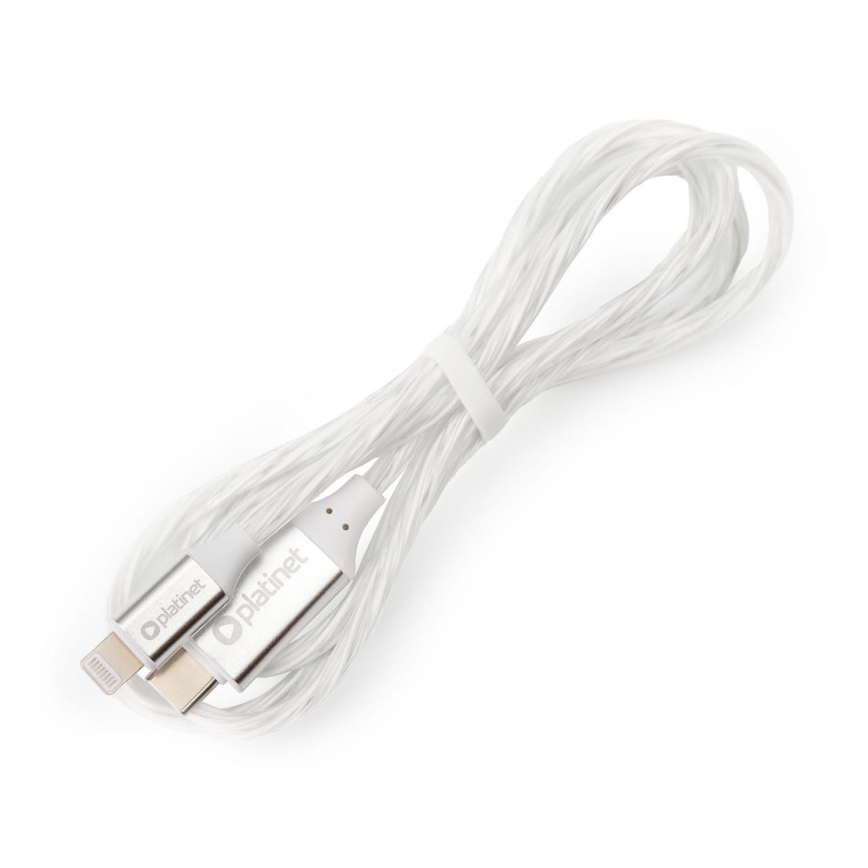 Cable USB USB-C / Lightning Conector con LED retroiluminación 27W 1m blanco