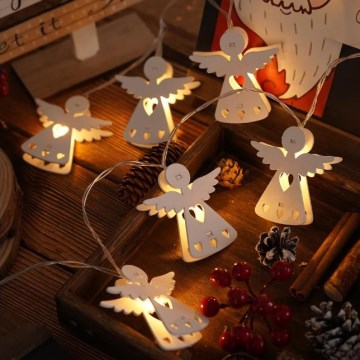 Cadena de luces de Navidad LED 10xLED/2xAA/blanco cálido 2m ángeles