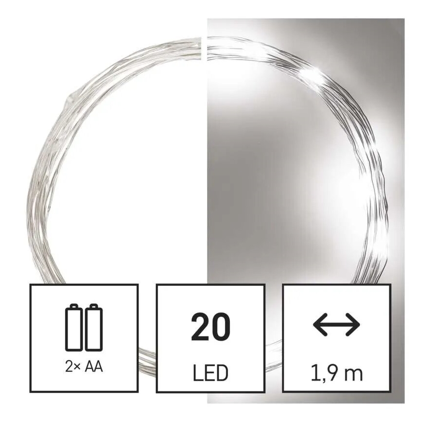 Cadena de luces de Navidad LED 20xLED/2xAA 2,4m blanco frío