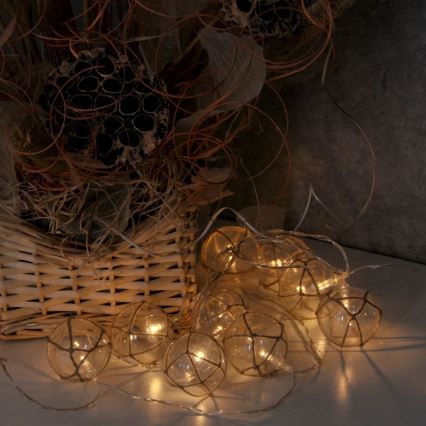 Cadena de luces LED decorativa AHNE 10xLED/2xAA 2,1 m blanco cálido