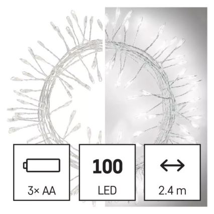 Cadena de Navidad LED 100xLED/3xAA 2,7 m blanco frío