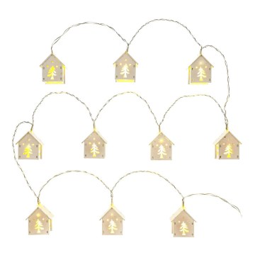 Cadena de Navidad LED 10xLED/2xAA 2,3m blanco cálido