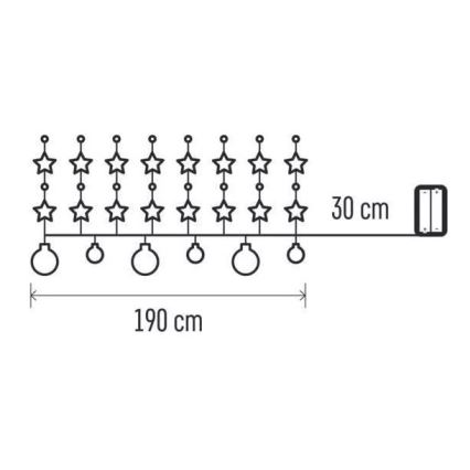 Cadena de Navidad LED 20xLED/2xAA 2,2 m blanco cálido