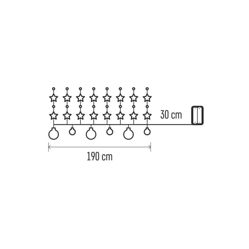 Cadena de Navidad LED 20xLED/2xAA 2,2 m blanco cálido