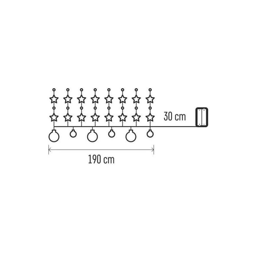 Cadena de Navidad LED 20xLED/2xAA 2,2 m blanco cálido