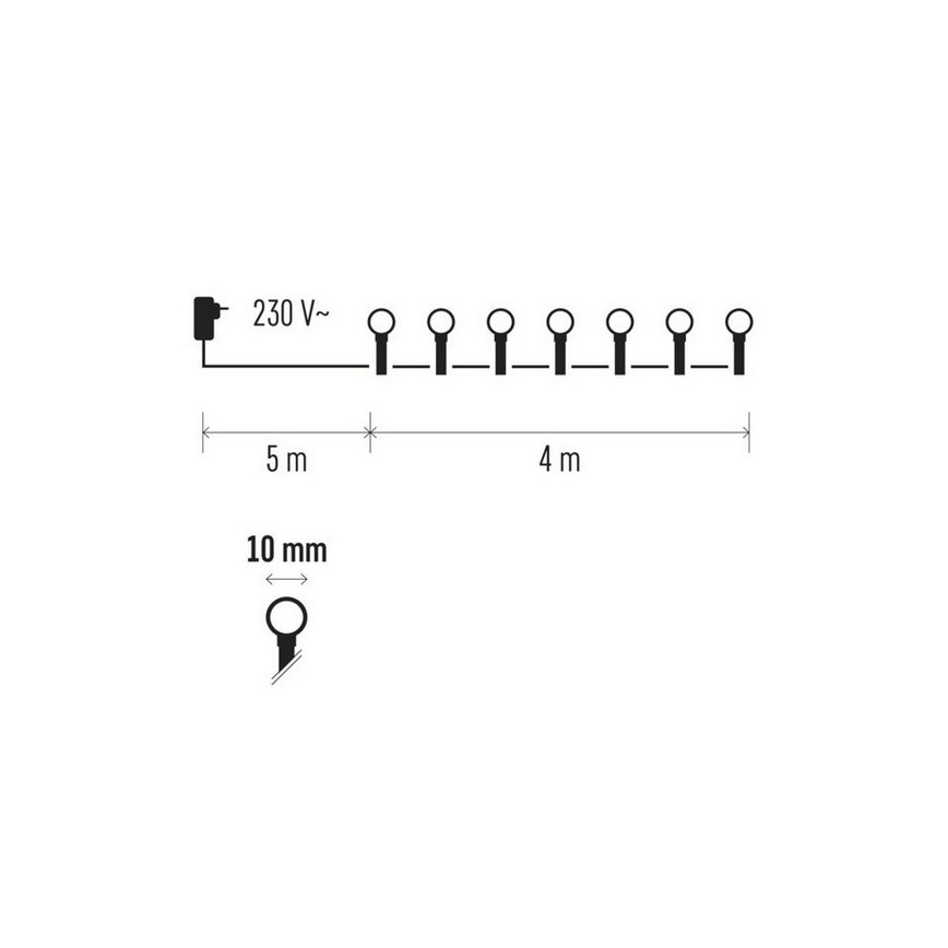 Cadena de Navidad LED TIMER 40xLED 9m IP44 azul/rosa