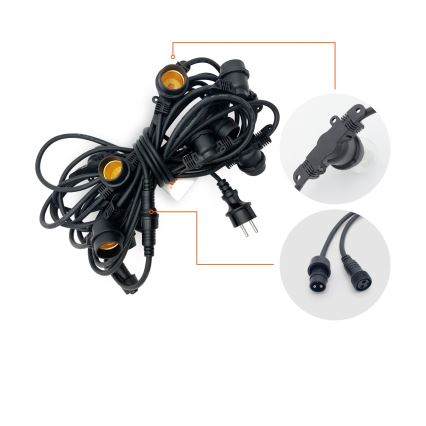 Cadena decorativa exterior MIMOSA 10xE27/1,3W/230V IP44 10 m