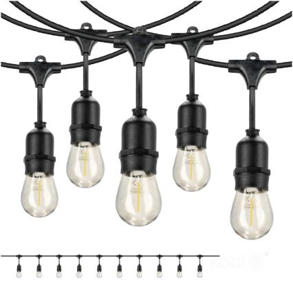 Cadena decorativa LED para exteriores BAJA ST64 10xE27/1W/230V 10,9m IP44 blanco cálido